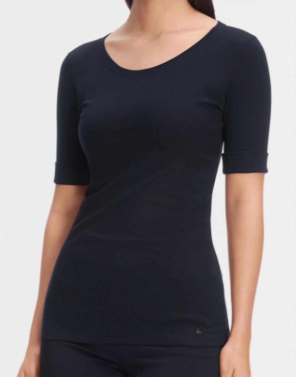 NEW MARC CAIN round-collar shirt with short sleeves in midnight blue